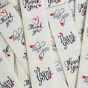 40 Small Thank You Stickers! (Quarter Size)